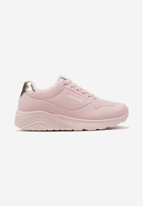 Różowe Buty Sportowe Sneakersy na Podeszwie z Tłoczeniami Zdobione Metaliczną Wstawką Arulla 4
