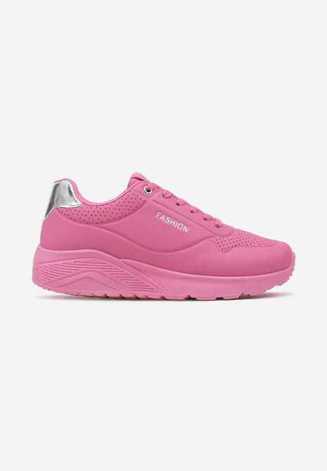 Fuksjowe Buty Sportowe Sneakersy na Podeszwie z Tłoczeniami Zdobione Metaliczną Wstawką Arulla 4