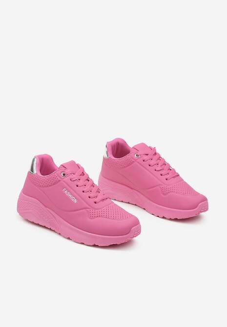 Fuksjowe Buty Sportowe Sneakersy na Podeszwie z Tłoczeniami Zdobione Metaliczną Wstawką Arulla 5
