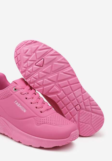 Fuksjowe Buty Sportowe Sneakersy na Podeszwie z Tłoczeniami Zdobione Metaliczną Wstawką Arulla 6