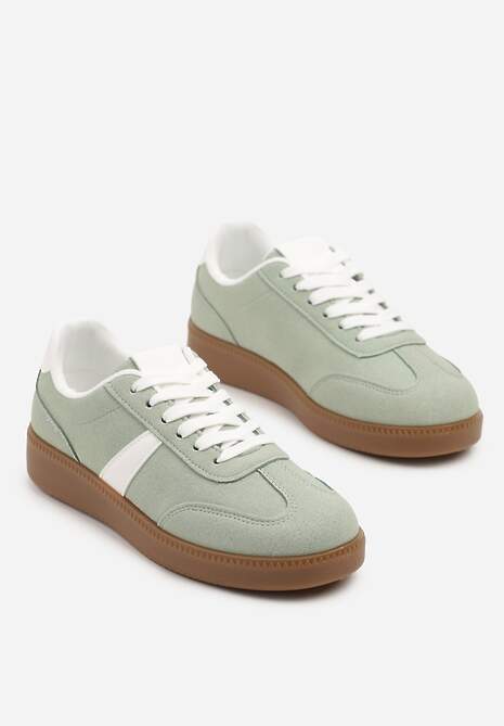 Jasnozielone Sneakersy w Stylu Kultowych Tenisówek Gillifia 5