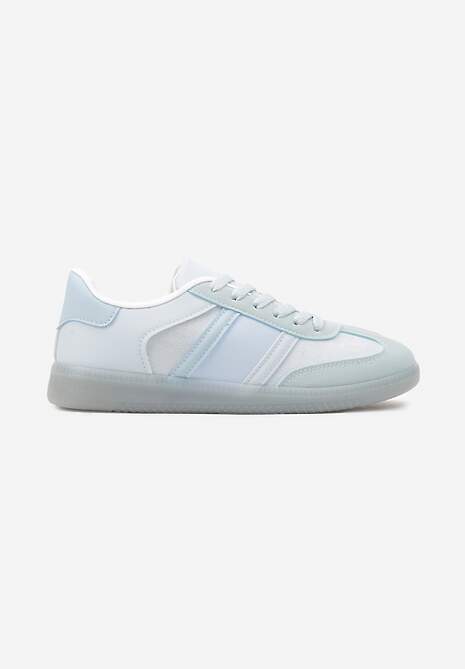 Niebieskie Sneakersy Sportowe przed Kostkę z Ozdobnymi Paskami Zonevia 4