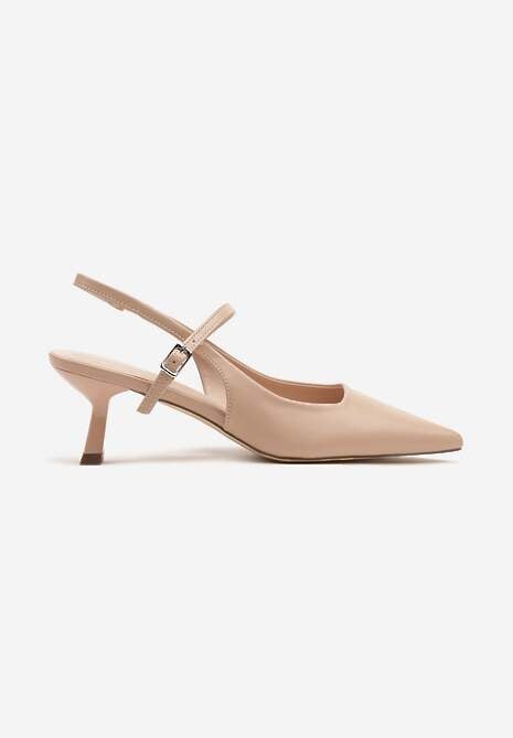 Beżowe Sandały na Kaczuszce Typu Slingback z Ozdobnym Paskiem Lanilia 4