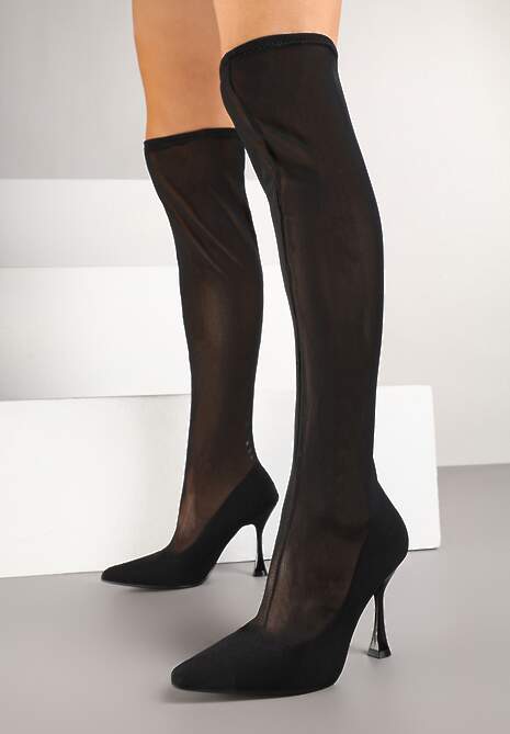 Czarne Kozaki z Siateczki z Cyrkoniami Amrah - Renee