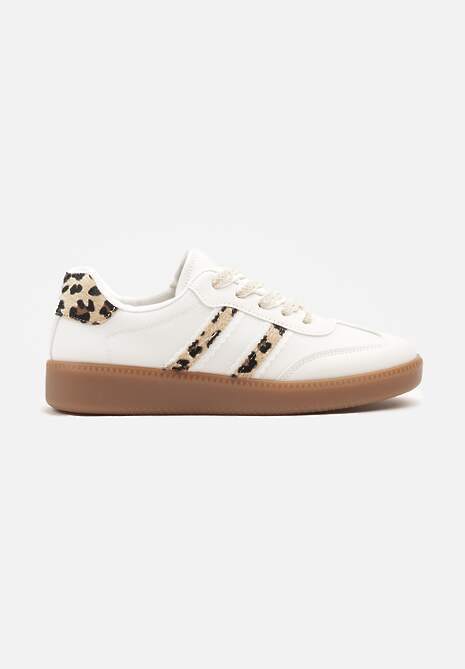 Białe Panterkowe Sneakersy Tenisówki z Przeszyciami Lurivia 4