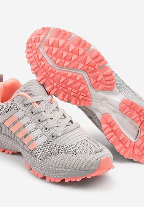 Jasnoszare Buty Sportowe Sznurowe z Paskami na Cholewce Jonevia 6