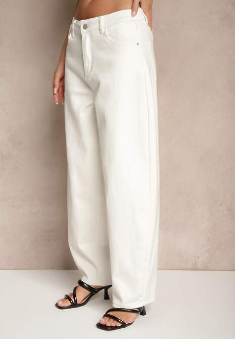 Białe Jeansy Balloon Fit High Waist Amirins 4