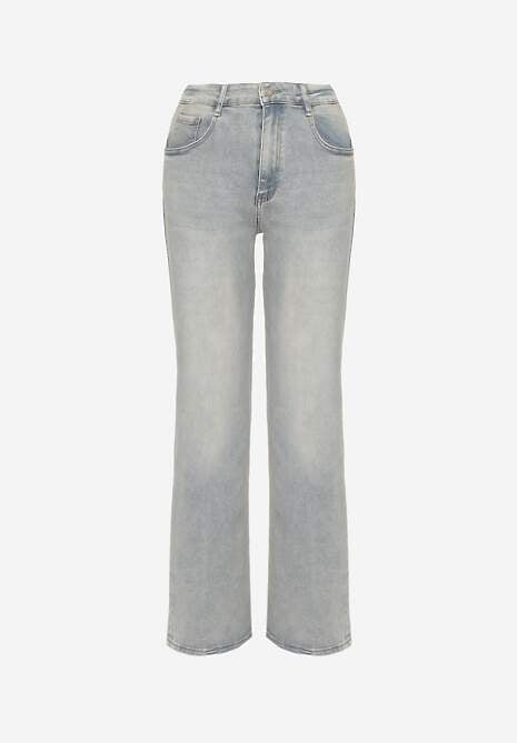 Jasnoniebieskie Szerokie Jeansy High Waist Lanosisa 6