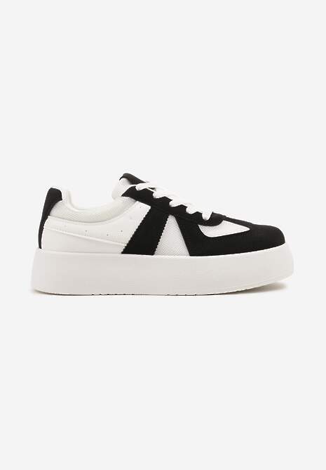 Czarno-Białe Sneakersy Typu Kultowe Tenisówki na Grubej Podeszwie Nanessa 4