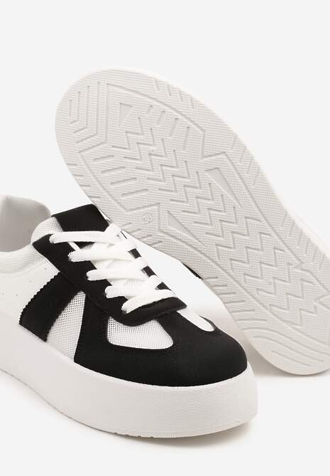 Czarno-Białe Sneakersy Typu Kultowe Tenisówki na Grubej Podeszwie Nanessa 6
