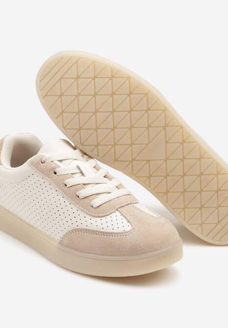 Beżowe Sneakersy Kultowe Tenisówki ze Skóry Naturalnej Borvia 6