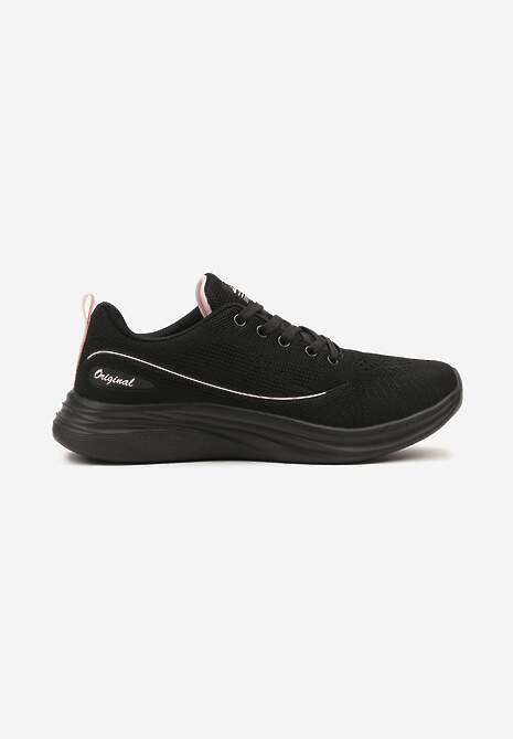 Czarno-Różowe Buty Sportowe Sneakersy Siateczkowe na Podeszwie z Pianki Rellica 4