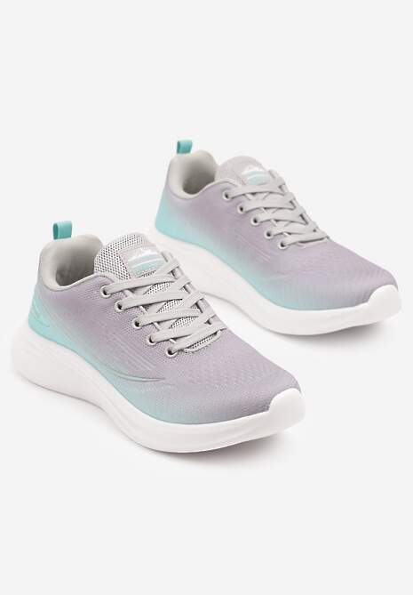 Szaro-Miętowe Buty Sportowe Sneakersy Siateczkowe na Podeszwie z Pianki Rellica 5