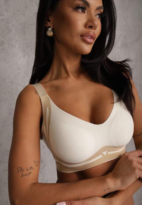 Jasnobeżowy Biustonosz z Zapięciem na Haftki Oledis 4