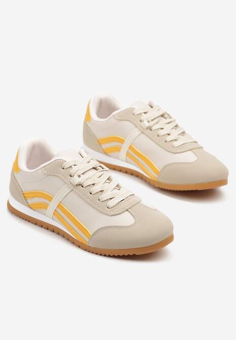 Beżowo-Pomarańczowe Sneakersy Typu Klasyczne Tenisówki Zdobione Przeszyciami Zardiva 5