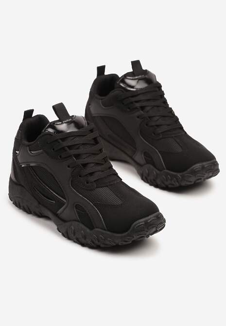 Czarne Sneakersy Ozdobione Tłoczoną Cholewką Pillitha 5