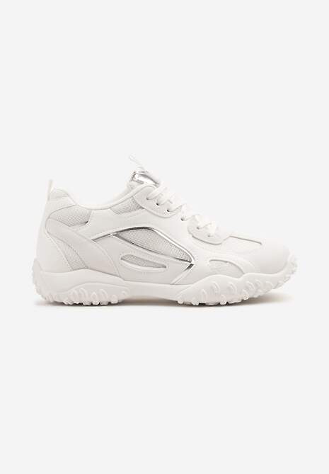 Białe Sneakersy Ozdobione Tłoczoną Cholewką Pillitha 4