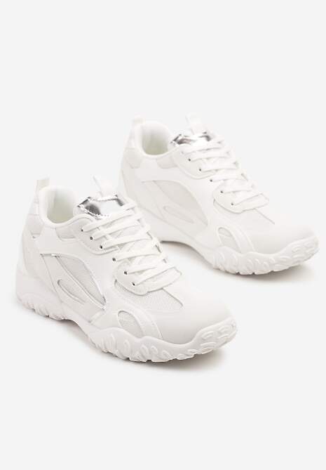 Białe Sneakersy Ozdobione Tłoczoną Cholewką Pillitha 5