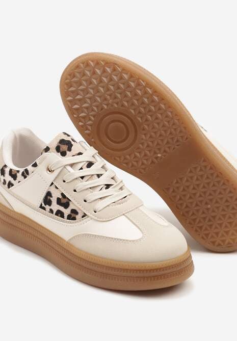 Beżowe Sneakersy w Stylu Kultowych Tenisówek w Panterkę Alumaya 6