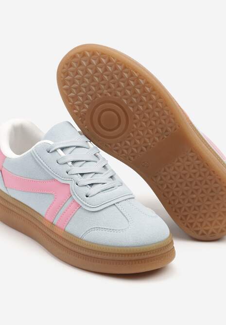 Jasnoniebieskie Sneakersy Klasyczne Tenisówki Zdobione Przeszyciami Alatira 6