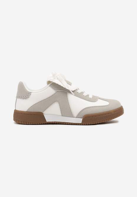 Biało-Szare Sneakersy w Stylu Tenisówek z Szerokim Językiem Alarila 4