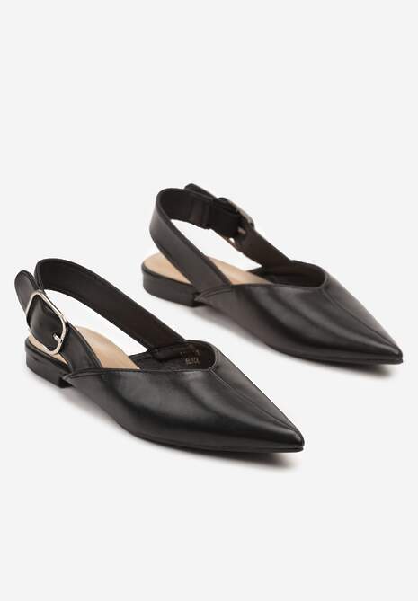 Czarne Sandały Typu Slingback Ozdobione Klamrą Banelias 5