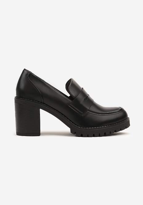 Czarne Półbuty w Stylu Loafersów na Słupku Seltewi 4