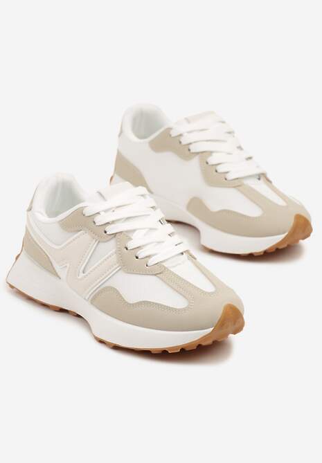 Beżowe Sneakersy Ozdobione Geometrycznym Motywem Zdivena 5