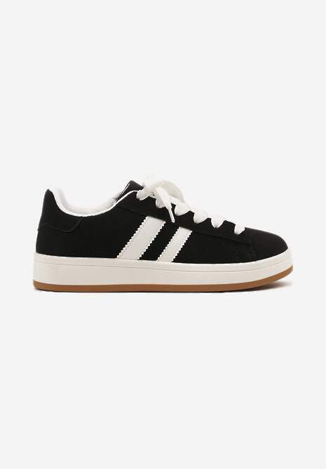 Czarne Sneakersy Ozdobione Motywem Pasków Flortewi 4