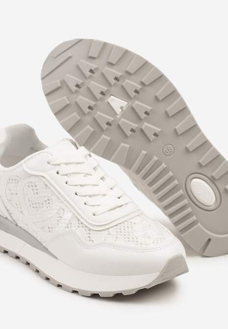 Białe Sneakersy z Koronkowymi Zdobieniami Dallriva 6