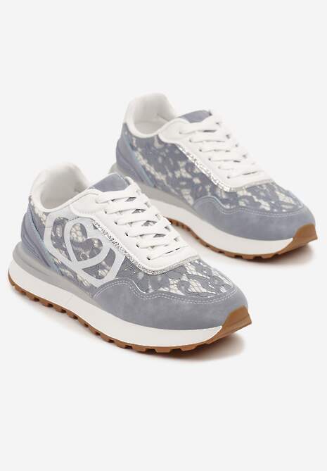 Niebieskie Sneakersy z Koronkowymi Zdobieniami Dallriva 5