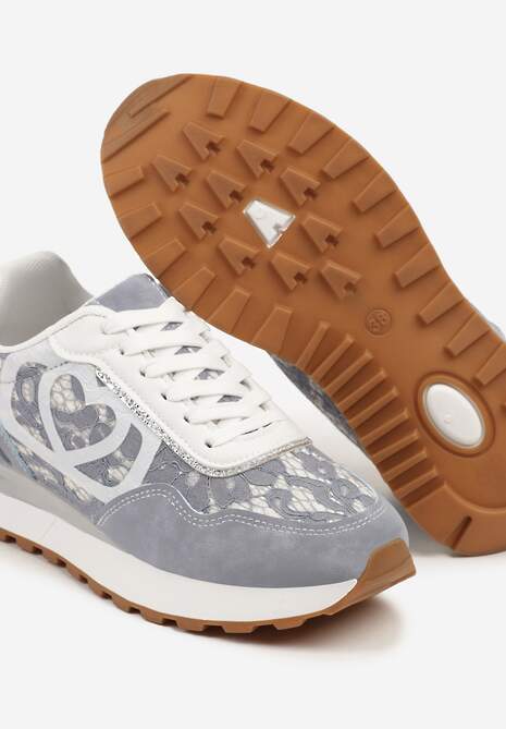 Niebieskie Sneakersy z Koronkowymi Zdobieniami Dallriva 6