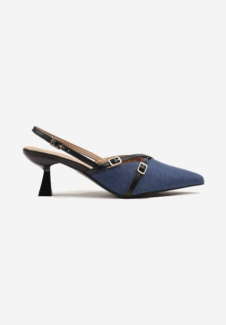 Pantofi cu toc Arivissa Albastru cu negru 4