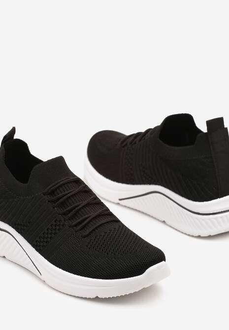 Czarne Siateczkowe Buty Sportowe Sneakersy na Zdobionej Podeszwie Talloti 6