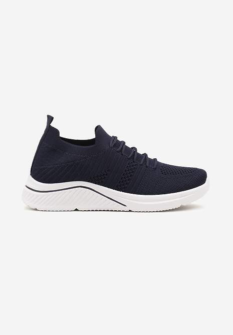 Granatowe Siateczkowe Buty Sportowe Sneakersy na Zdobionej Podeszwie Talloti 4