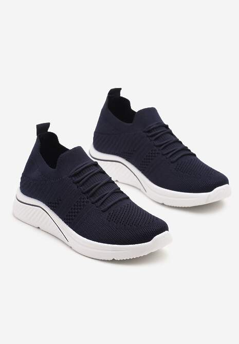 Granatowe Siateczkowe Buty Sportowe Sneakersy na Zdobionej Podeszwie Talloti 5
