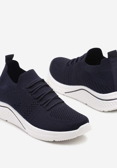 Granatowe Siateczkowe Buty Sportowe Sneakersy na Zdobionej Podeszwie Talloti 6