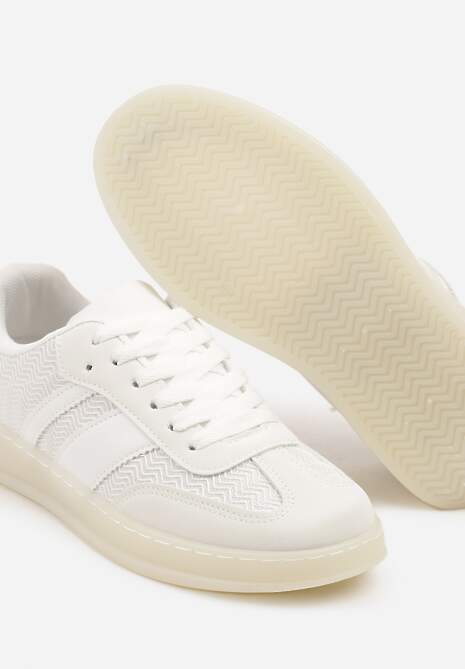 Białe Sneakersy Tenisówki Ozdobione Paskami Amodira 6