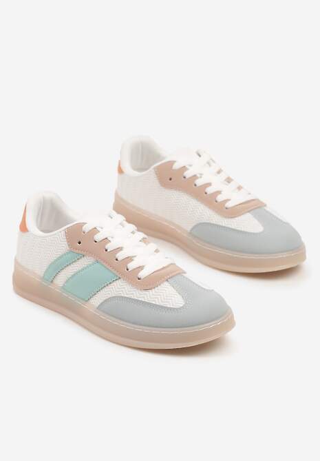 Biało-Niebieskie Sneakersy Tenisówki Ozdobione Paskami Amodira 5