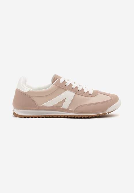 Jasnoróżowe Sneakersy Klasyczne Tenisówki Zdobione Przeszyciami Bortewi 4