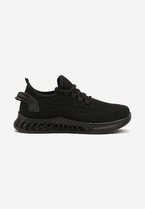 Czarne Siateczkowe Buty Sportowe Sneakersy na Podeszwie z Tłoczeniami Finloti 4
