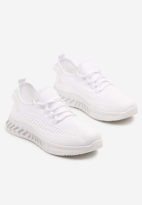 Białe Siateczkowe Buty Sportowe Sneakersy na Podeszwie z Tłoczeniami Finloti 5