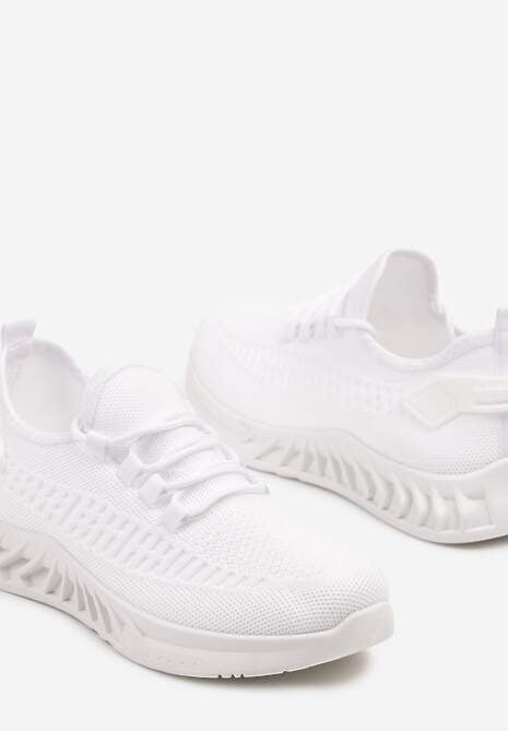 Białe Siateczkowe Buty Sportowe Sneakersy na Podeszwie z Tłoczeniami Finloti 6