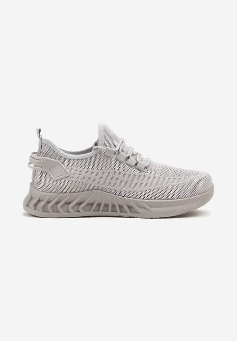 Szare Siateczkowe Buty Sportowe Sneakersy na Podeszwie z Tłoczeniami Finloti 4