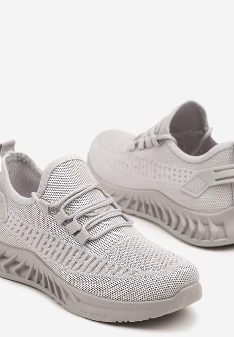 Szare Siateczkowe Buty Sportowe Sneakersy na Podeszwie z Tłoczeniami Finloti 6