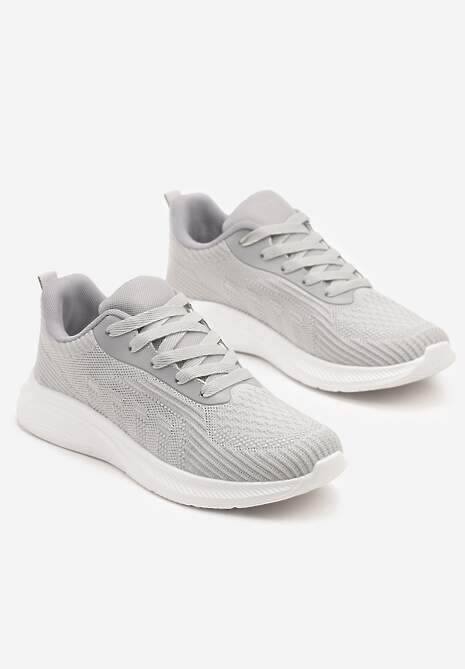 Szare Buty Sportowe Sneakersy z Tłoczonym Wzorem Amosira 5
