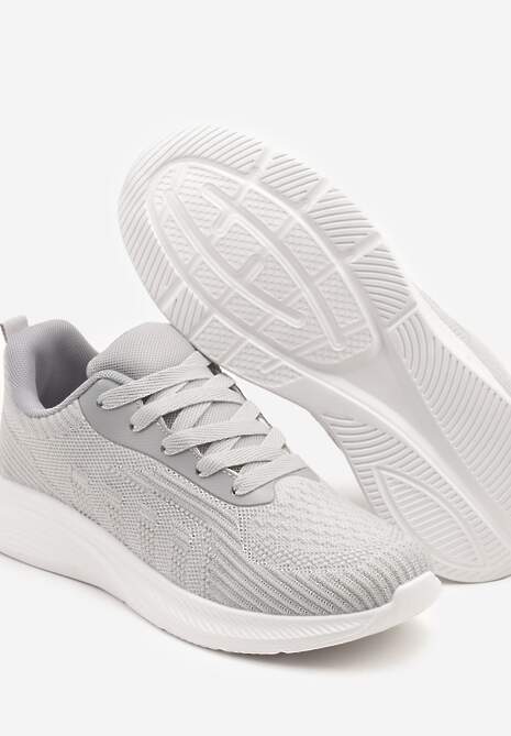 Szare Buty Sportowe Sneakersy z Tłoczonym Wzorem Amosira 6