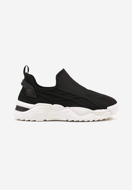 Czarne Siateczkowe Buty Sportowe Sneakersy Wsuwane Zdobione Tłoczeniami Nusadela 4
