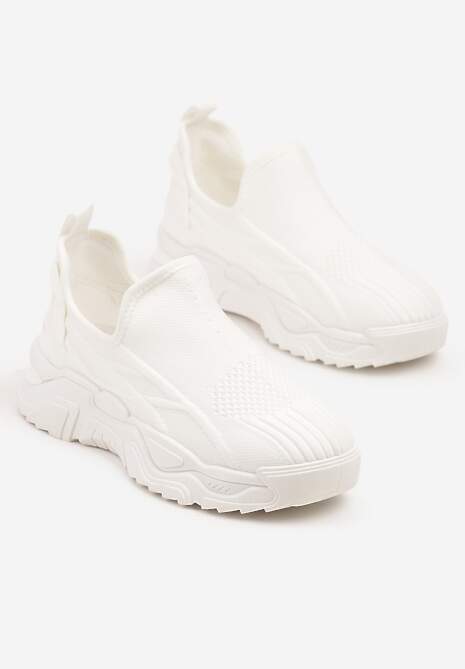 Białe Siateczkowe Buty Sportowe Sneakersy Wsuwane Zdobione Tłoczeniami Nusadela 5