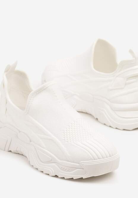 Białe Siateczkowe Buty Sportowe Sneakersy Wsuwane Zdobione Tłoczeniami Nusadela 6